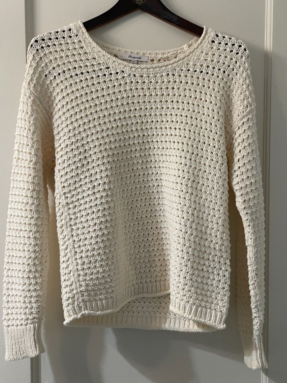 Madewell Pullover Sweater Open Stitch Austen in Cream Cotton Blend size XXS - Picture 3 of 9